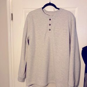 Men’s L.L. Bean Signature Waffle Knit Henley (Gray, Size M Tall)